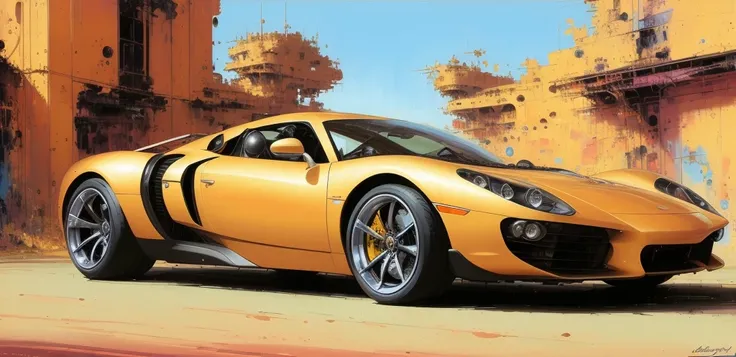 futuristic car, hd, hdr, photorealistic, dslr, raw, detailed, intricate details, (John Berkey:1.2)