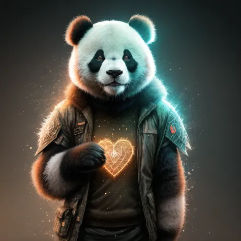 Realistic panda, Atomic Heart, game style, cyber atmosphere, 4k ultra, epic realistic, faded, ((neutral colors)), art, complex background, rutkowski