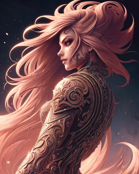 Hyper detailed ultra sharp, bloodwave, ornate, intricate, digital painting, concept art, smooth, sharp focus, illustration, full body, 8 k, (((full body))), long flowing hair, (((horror))), woman