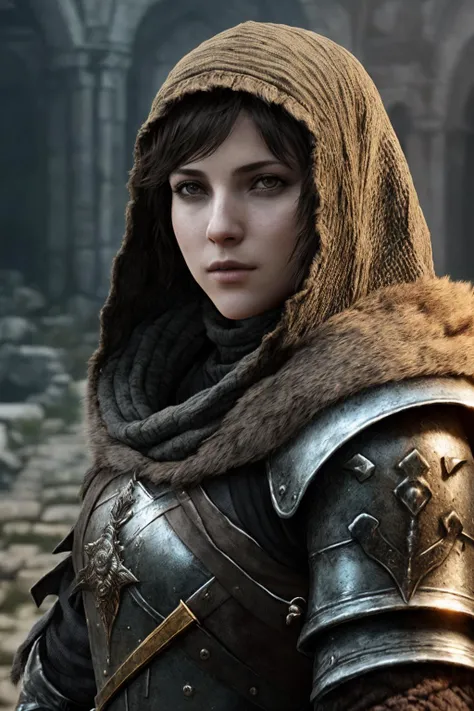 (photo, realistic), (dark souls),
female, rogue, (detailed skin texture:1.2), short hair,
film grain, depth of field,