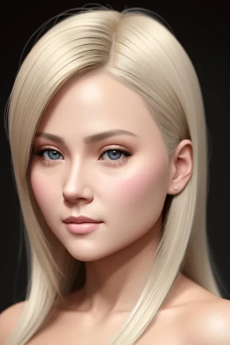 realistic, closeup portrait of an ash blonde girl
