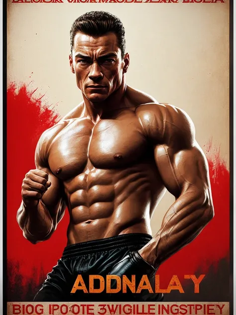 young Jean-Claude Van Damme from Blood Sport, vhs effect, (poster:1.5), poster on wall, nostalgia, movie poster,
boxing ring
raised his hand up
(skin texture), intricately detailed, fine details, hyperdetailed, raytracing, subsurface scattering, diffused soft lighting, shallow depth of field, by (Oliver Wetter)
 trending on CGSociety, Intricate, High Detail, Sharp focus, dramatic, photorealistic painting art by greg rutkowski