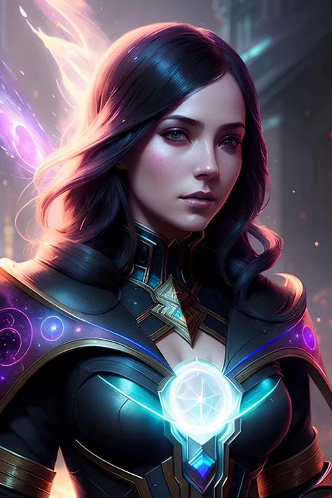 Cosmic sorceress, nebulas, galactic, Concept art portrait by Greg rutkowski, Artgerm, hyperdetailed intricately detailed gothic art trending on Artstation triadic colors Unreal Engine 5 detailed matte painting, deep color, fantastical, intricate detail, splash screen, complementary colors, fantasy concept art, 8k resolution, gothic deviantart masterpiece