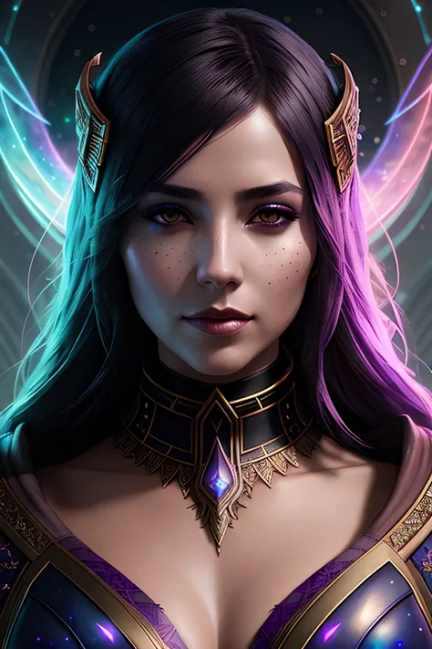 Cosmic sorceress, nebulas, galactic, Concept art portrait by Greg rutkowski, Artgerm, hyperdetailed intricately detailed gothic art trending on Artstation triadic colors Unreal Engine 5 detailed matte painting, deep color, fantastical, intricate detail, splash screen, complementary colors, fantasy concept art, 8k resolution, gothic deviantart masterpiece