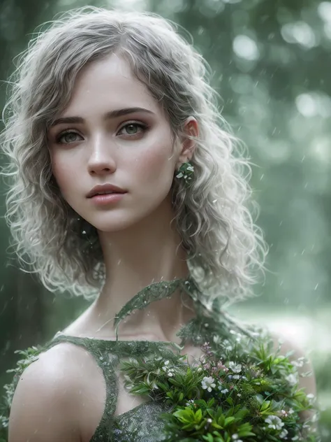 cute woman under drizzling rain, (elegant, beautiful face), transparent white dress, forest moss, (freckles:0.8), flowers feld,
curly short hair, magical atmosphere, (short hair), ((detailed skin, skin texture)), ultradetailed
(intricately detailed, fine details, hyperdetailed), raytracing, subsurface scattering, (fantasy underworld on background), diffused soft lighting, shallow depth of field, by (Oliver Wetter), sharp focus bokeh, (realistic photo quality:1.4)
