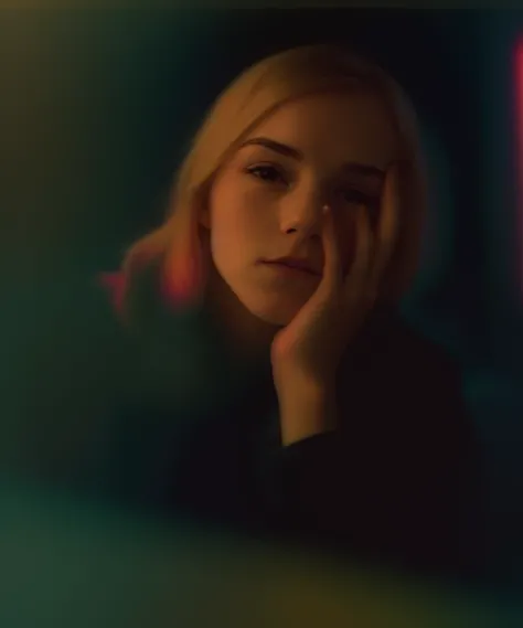 <lora:theovercomer8sContrastFix_sd15:1> film still, tatar-kazakh blonde young woman, Emma Watson, Emma Stone, hands in face, facepalm, (tired:1.2), sexy smirk, faded atmosphere, soothing tones, ((low contrast)), ((technicolor)), ((35mm)), foggy atmosphere, film grain, Greg Rutkowski, Alphonse Mucha