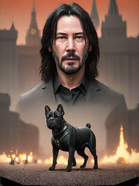 Keanu Reeves as Jonh wick walking whit black French Bulldog, (London Big Ben:1.2), vhs effect, (poster:1.6), poster on wall, nostalgia, movie poster, portrait
(skin texture), intricately detailed, fine details, hyperdetailed, raytracing, subsurface scattering, diffused soft lighting, shallow depth of field, by Oliver Wetter,
 Intricate, High Detail, Sharp focus, dramatic, photorealistic painting art by (greg rutkowski:1.4), bokeh