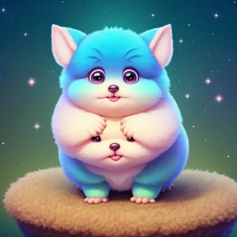Cute animals, A dazzling colorful background, treding on artstation, round and chubby, short legs, fluffy texture, lighting effects, soft colors,Cute and adorable cartoon fluffy baby rhea, fantasy, dreamlike, high quality,High rendering and top-notch lighting effects,Add more details, add fur texture