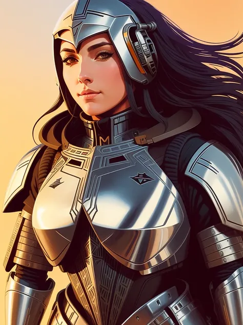 a woman in armor, intricate details, (art by syd mead:1.2), sharper details, 8k, cinematic, on battlefield, medieval