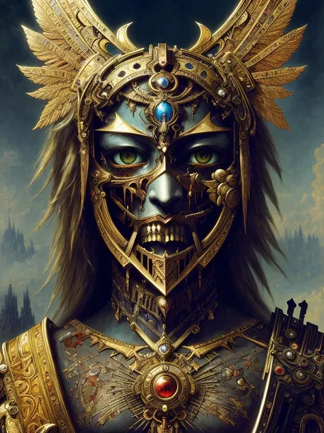 art by Gustave Moreau, detailed, sharp image, 8k, rim light, closeup, body horror, poster, hdr, intricate, a demigod creature