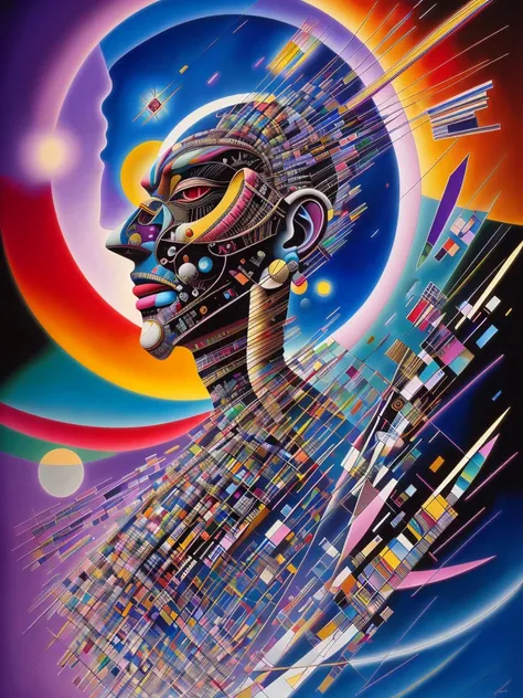 art by Wassily Kandinsky, detailed, sharp image, 8k, rim light, closeup, body horror, poster, hdr, intricate, a demigod creature