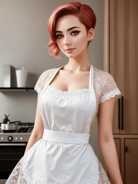 a half body portrait of a playful maid...