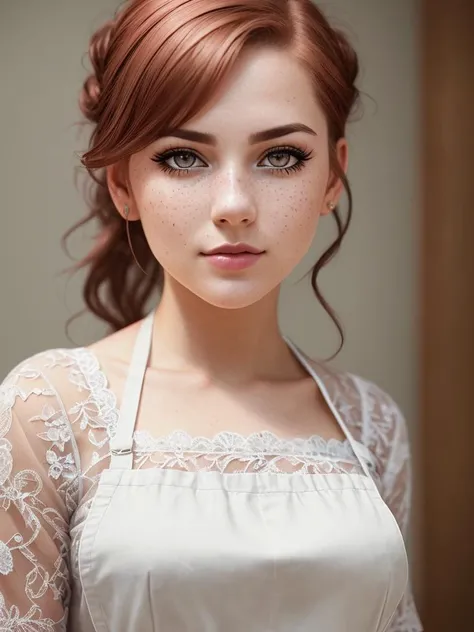 a closeup portrait of a playful maid...