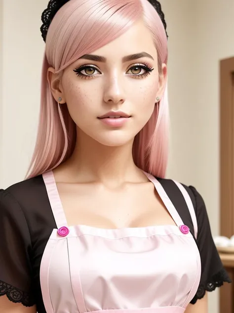 full body photo of a playful maid...