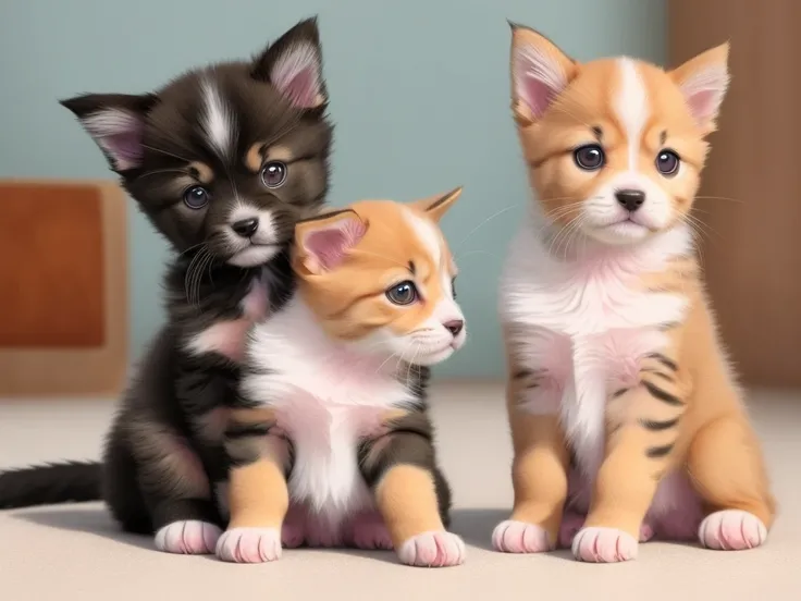 [(a puppy:1.4) talking with (a kitten:1.4)], complex