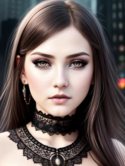 realistic painting...gothic young woman...