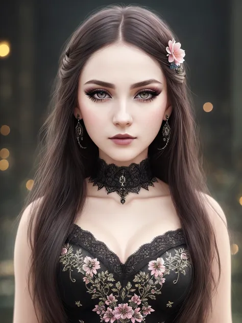 realistic painting...gothic young woman...