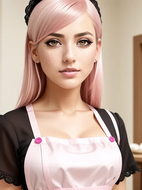 full body photo of a playful maid...