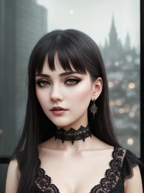 realistic painting...gothic young woman...