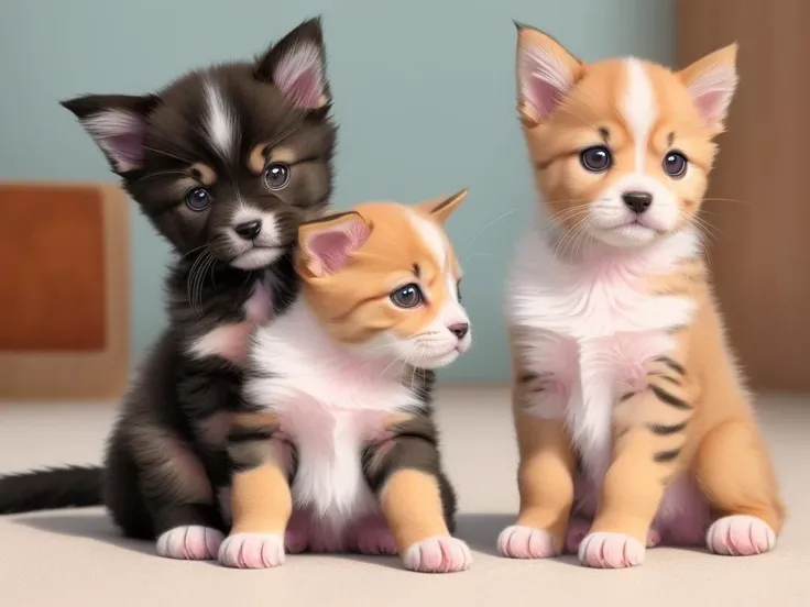 [(a puppy:1.4) talking with (a kitten:1.4)], complex