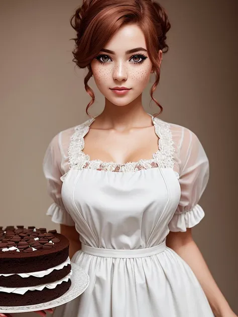 a half body portrait of a playful maid...