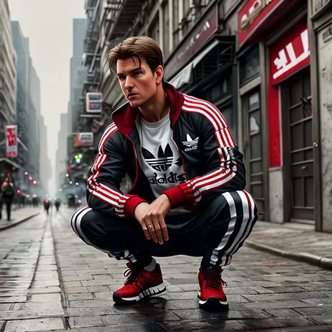 epic realistic, a Tom Cruise as gopnik squatting on street, (wear a red adidas cloth with vertical white stripes:1.1) , drinking beer from bottle in hand
, (dark shot:1.22), neutral colors, (hdr:1.4), (muted colors:1.4), (intricate), (artstation:1.2), hyperdetailed, dramatic, intricate details, (technicolor:0.9), (rutkowski:0.8), cinematic, detailed
