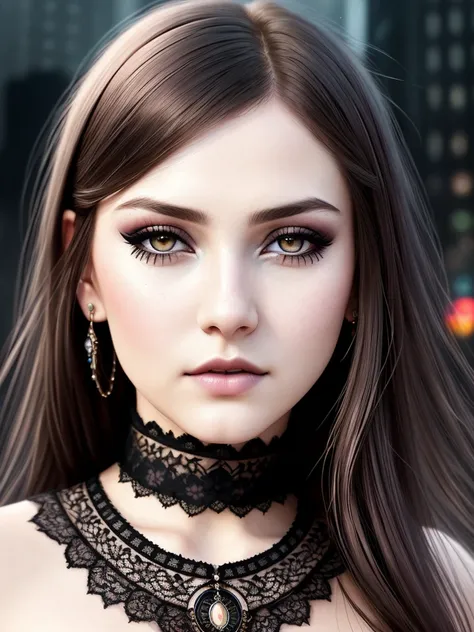 realistic painting...gothic young woman...