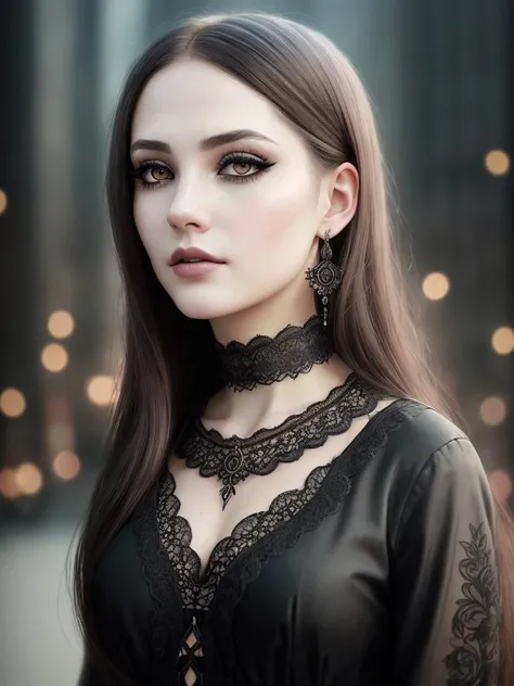 realistic painting...gothic young woman...
