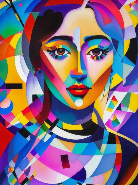 art by Wassily Kandinsky, detailed, sharp image, 8k, rim light, closeup, poster, hdr, intricate, woman