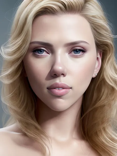 photorealistic, highgest quality, masterpiece, close-up photography studio of Scarlett Johansson (smiling:0.5), sophisticated hairdo, highly detailed face, highly detailed eyes, highly detailed skin surface, detailed hair, no make-up, intrincate details, edge light, 40mm, 8k, detailed, ultra detail, UHD, HDR, FSW