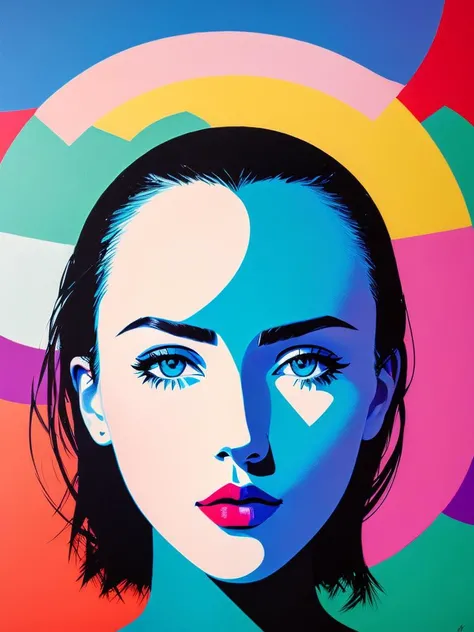 (modern art:1.4), sharp image, 8k, rim light, poster, hdr, woman, closeup