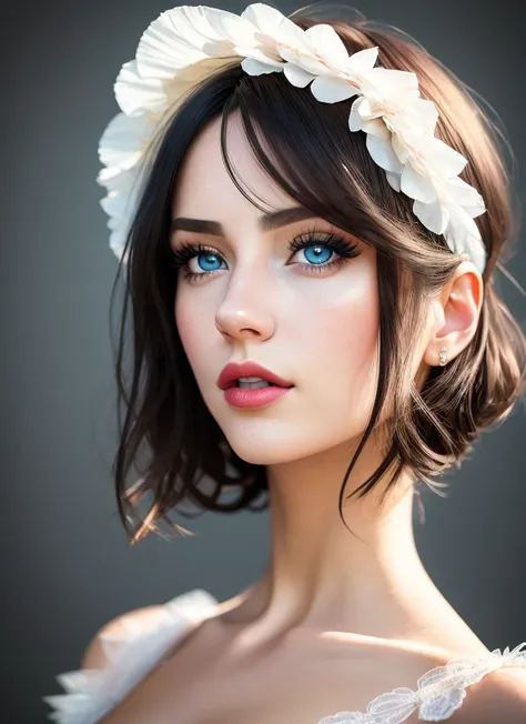 8k, (European gilr 24yo:1.2),portrait,blue eyes, busty, (amazing body:1.2),bare shoulders, sensual mouth, sexy look, black hair ,long haircut, (lips:1.3),  (red lipstick:0.9), (glass skin:0.4), (neutral colors:1.2), complex background,(, hyperrealism, soft light, sharp:1.2), (masterpiece:1.2), ultra-detailed, natural skin texture, (high detailed skin:1.4),  uhd, dslr, soft lighting, high quality, film grain, Fujifilm XT3,  beautiful lighting, perfect face, (muted colors:1.2), (head tilt:1.2), (by Thomas Kinkade:1.1)