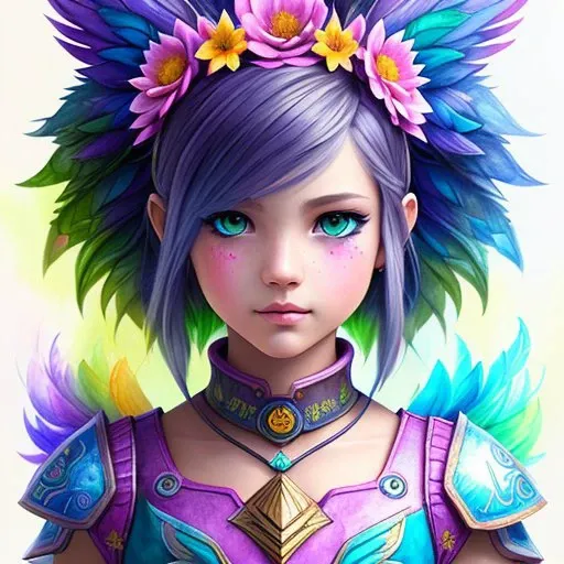 majestic fenix girl, videogame character, hyperdetailed surreal background with flowers, digital art, concept art, surrealistic, oil painting, highly detailed, pencil drawing, sketching, heavy strokes, paint dripping, extra depth, kids story book, muted colors, watercolor style, (logo:1.3), vector graphics, brand, design, inspired, (straight:1.3), (symmetrical:0.4)