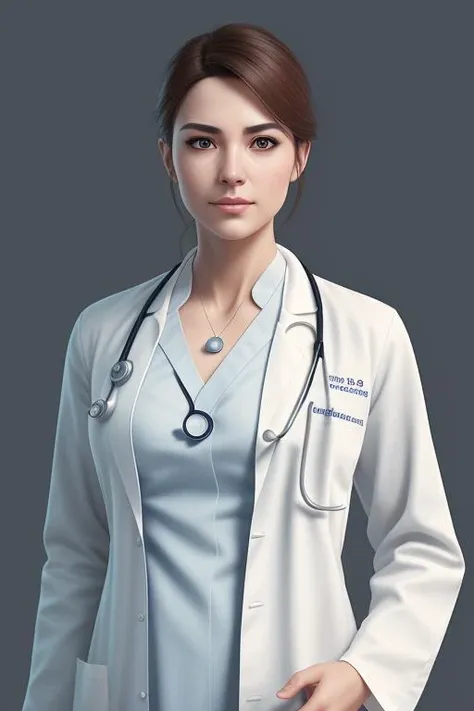photo of a gorgeous young doctor wearing a doctors outfit in the style of stefan kostic, realistic, sharp focus, 8k high definition, insanely detailed, intricate, elegant, art by stanley lau and artgerm