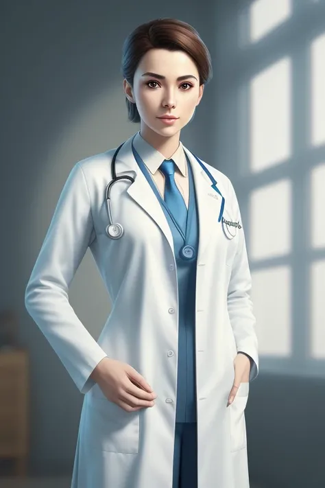 photo of a gorgeous young doctor wearing a doctors outfit in the style of stefan kostic, realistic, sharp focus, 8k high definition, insanely detailed, intricate, elegant, art by stanley lau and artgerm