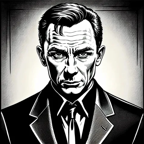 Retro comic style artwork, highly detailed James Bond, symmetrical, vibrant