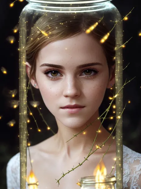 best quality, ultra high res, detailed face, realistic face, raw photo, (snow:1.1)
(emma watson (keeps fireflies in a jar:1.2)), ultradetaled white eyes, pale skin, (ketch of woman full body),
glowing yellow hair,
scary crooked damaged trees on background, fireflies, fantasy forest, magic,
(cheeky smile:0.9), forest moss, fog, haze, creepy, (scary shadows:1.1), muted colors, vine with thorns, (midnight:1.2)
natural skin texture, subdued lighting, (incredible skin detail:1.1), (natural skin:1.1), ultradetailed, (intricately detailed, fine details, hyperdetailed), cinematic, hyperrealistic,
hyper realism soft light, studio lighting, diffused soft lighting, shallow depth of field, sharp focus bokeh,
