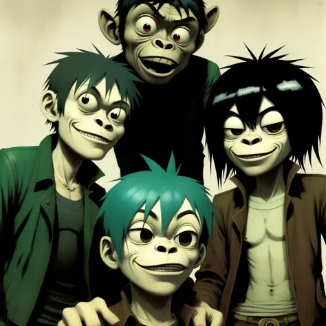 gorillaz, by jamie hewlett, tricky smile