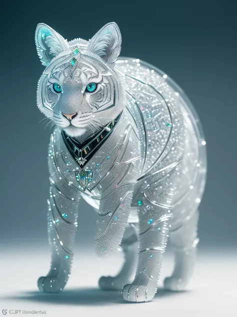 A lovely crystal tiger made of crystal, full body, 4K, (crystal body:1.1), ([tail|detail wire]:1.3), (intricate detail), hdr, (intricate detail, super detail:1.2), cinematography, vignetting, centering, A cute rabbit made of crystal, 4K, (cyborg:1.1), ([tail|detail wire]:1.3), (intricate detail), hdr, (intricate detail, super detail:1.2), cinematography, vignetting, centering