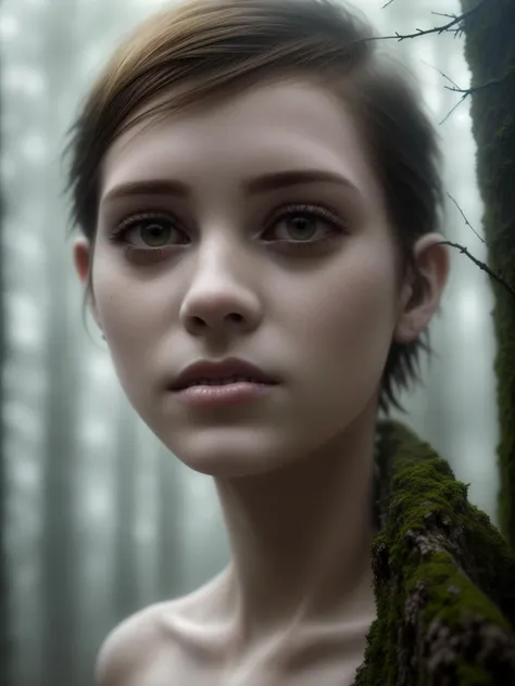 best quality, ultra high res, detailed face, realistic face, raw photo,
emma watson sits on a rock, ultradetaled white eyes, pale skin, (ketch of woman full body, (((full length frame)))), fluorescent yellow short hair,
((scary crooked damaged trees on background)), fireflies on air
short bobcut hair style, curly, (cheeky smile:0.9), (oppressive atmosphere:1.6), forest moss, fog, haze, creepy, (scary shadows:1.1), muted colors,
natural skin texture, subdued lighting, (incredible skin detail:1.1), (natural skin:1.1), ultradetailed, (intricately detailed, fine details, hyperdetailed), cinematic, hyperrealistic,
(naked:1.4),
hyper realism soft light, studio lighting, diffused soft lighting, shallow depth of field, sharp focus bokeh,