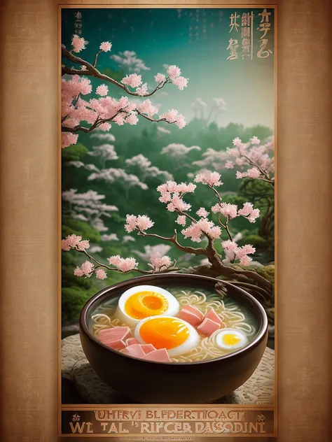one big Ramen whit half boiled egg, slice of boiled ham,
Food stick
(still life), (japanese autumn, sacura blossom, rock garden, bonsai)
fog, haze, high detail, ultradetailed, intricately detailed, fine details, hyperdetailed, cinematic, hyperrealistic,
hyper realism soft light, studio lighting, diffused soft lighting, shallow depth of field, sharp focus bokeh,
raytracing, subsurface scattering, diffused soft lighting,
ultradetailed, (intricately detailed, fine details, hyperdetailed), cinematic, hyperrealistic,
(poster:1.6)