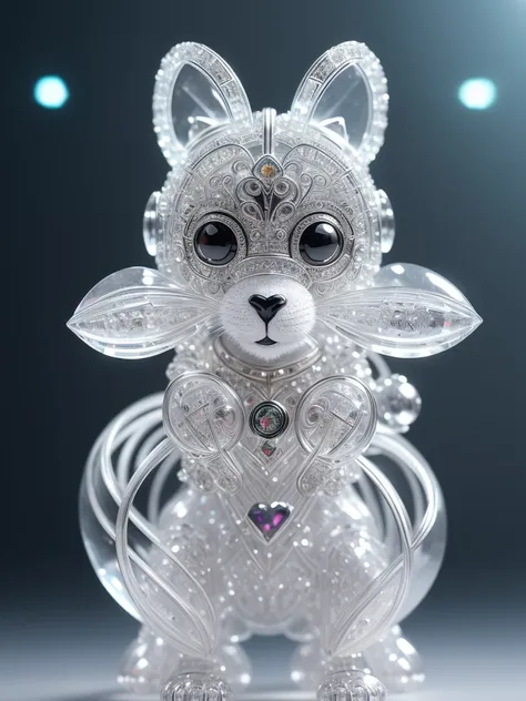 A lovely crystal monkey made of crystal, full body, 4K, (cyborg:1.1), ([tail|detail wire]:1.3), (intricate detail), hdr, (intricate detail, super detail:1.2), cinematography, vignetting, centering, A cute rabbit made of crystal, 4K, (cyborg:1.1), ([tail|detail wire]:1.3), (intricate detail), hdr, (intricate detail, super detail:1.2), cinematography, vignetting, centering