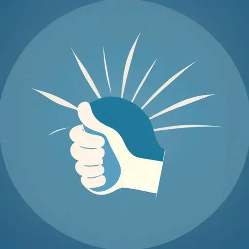 a hand with a thumb up giving a thumbs up sign , (logo:1.2), (no human:1.2), hand only, flat,