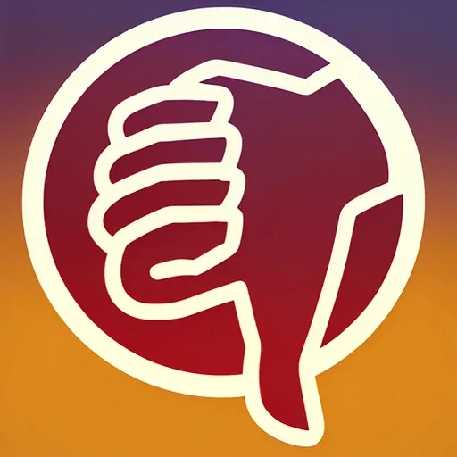 (logo), design,  a hand with a thumb down giving a thumbs down sign , (no human:1.1), hand only,