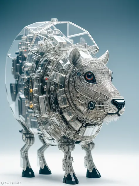 A lovely mechanical crystal cow made of crystal, full body, 4K, (cyborg:1.1), ([tail|detail wire]:1.3), (intricate detail), hdr, (intricate detail, super detail:1.2), cinematography, vignetting, centering, A cute rabbit made of crystal, 4K, (cyborg:1.1), ([tail|detail wire]:1.3), (intricate detail), hdr, (intricate detail, super detail:1.2), cinematography, vignetting, centering