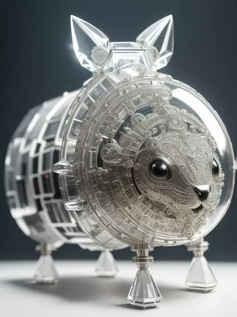 A lovely mechanical crystal cow made of crystal, full body, 4K, (cyborg:1.1), ([tail|detail wire]:1.3), (intricate detail), hdr, (intricate detail, super detail:1.2), cinematography, vignetting, centering, A cute rabbit made of crystal, 4K, (cyborg:1.1), ([tail|detail wire]:1.3), (intricate detail), hdr, (intricate detail, super detail:1.2), cinematography, vignetting, centering
