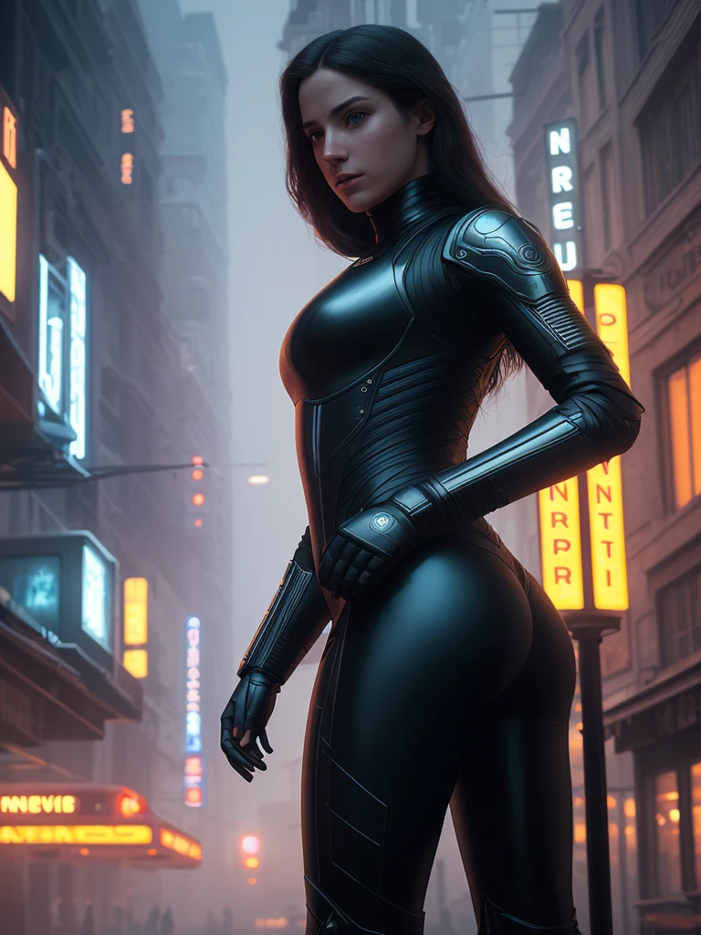 woman at city street by edward hopper, by henri rousseau, by bosch, by klimt, art noveau, highly detailed, strong lights, liminal, eerie, bright pastel colors, octane render, 8k, unreal engine 5, vibrant color scheme, trending on DeviantArt, digital art, trending on artstation, masterpiece, very detailed, ambient lighting, 85mm f/1.4, by David Lachapelle, by Wayne Barlowe, by Bruce Pennington, by Nizovtsev, beautiful lighting, sharp, high contrast, hd, 4k, 8k, professional, award winning, photorealistic, soft shadows, dramatic, film grain, cinematic, dark atmosphere, realistic, photo-realistic, post processed, sci-fi, moody, foggy lighting, cinematic atmosphere, octane render, 8K, intricate details, details, real life, face, body suit