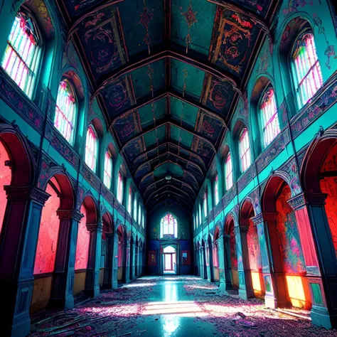 (best quality,masterpeace),(hyperdetailed colourful),
A haunted abandoned asylum at midnight
,perfect composition, best exposition,
, hdr, dramatic,cinematic lighting, trending on artstation,trending on CGSociety, professional photo,immense detail,