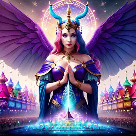 (best quality,masterpeace),(hyperdetailed colourful),
A mystical carnival of mythical creatures, perfect composition, best exposition,
, hdr, cinematic lighting, trending on artstation,trending on CGSociety, professional photo,immense detail,
