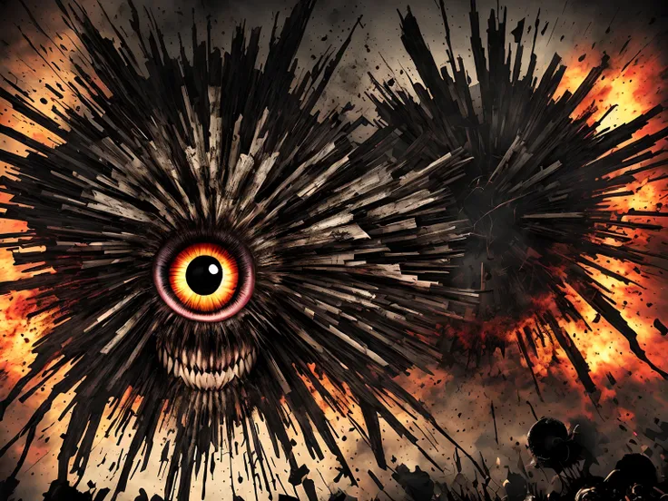 horror inside eyes explosion, madness atmosphere